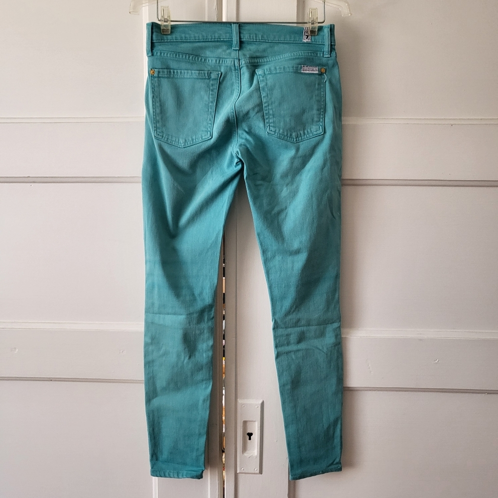7 For All Mankind Turquoise Skinny Jeans Size 27 - Picture 2 of 6